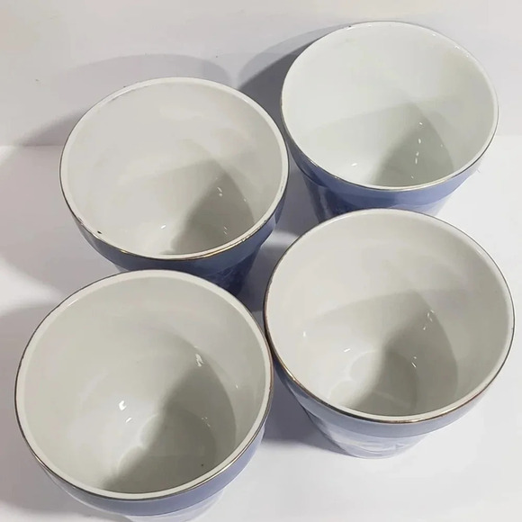 VTG Set  Of 4 Currier and Ives Mini Plant Pots Farm Scenes,Blue. - Picture 4 of 12